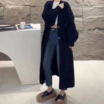 Korean Fashion Women Sweaters Long Sleeved Solid Single Breasted V-neck Solid Preppy Style Chic Knitted Cardigan Coats